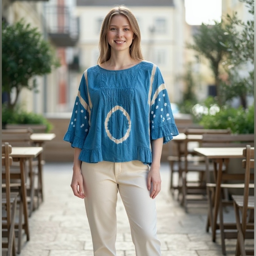 JENS PIRATE BOOTY Blue Tie Dye Caftan Top